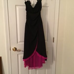 Nanette Lepore “Tango” Dress, size 6, black with fuchsia underlay